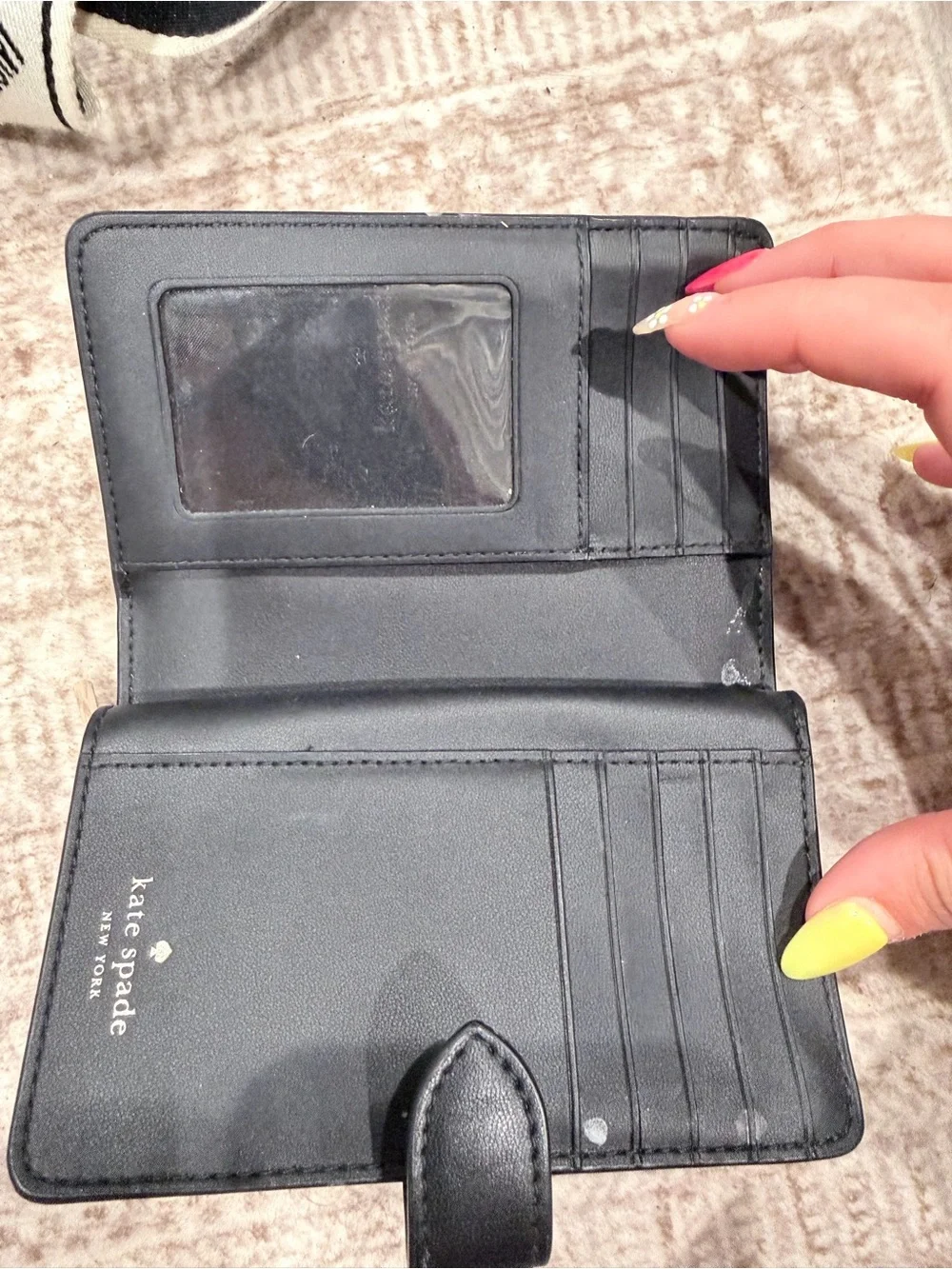 kate spade Black & White Floral Bi-Fold Wallet